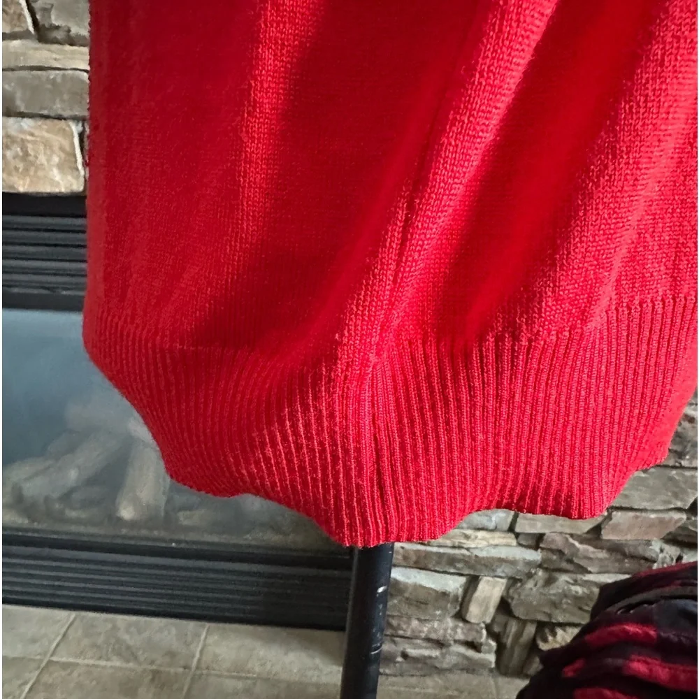 THOMAS DEAN Men’s Red Extra Fine Merino Wool Henley Style Sweater - Size XL - Picture 11 of 13